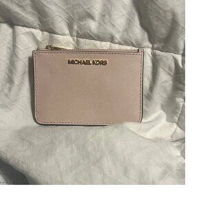 Michael Kors Blush Card Holder with Gold Accents and keychain EUC